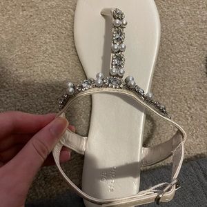White bridal sandals